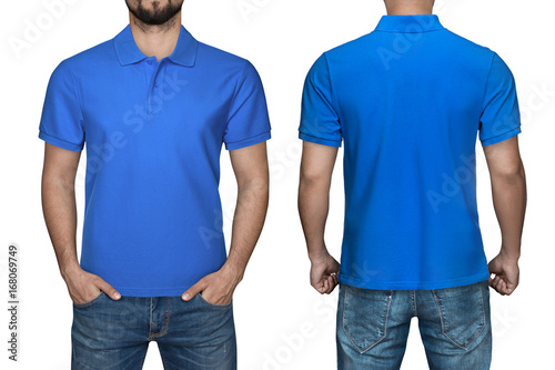 royal blue polo shirt front and back