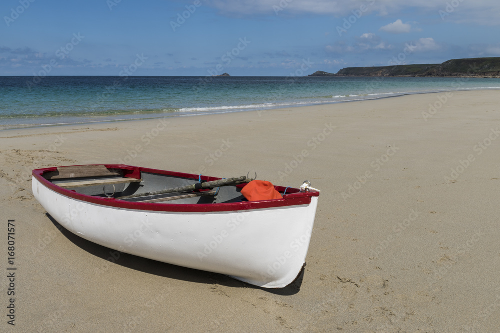 White Boat on Beach Sennen