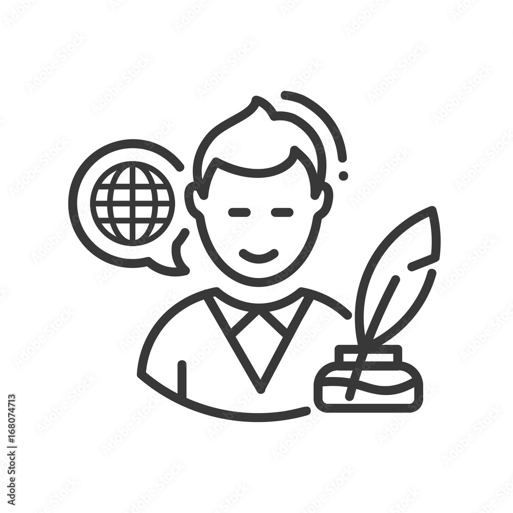 Biography - modern vector line design single icon. Biography - modern vector line design single icon.