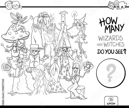 counting wizards coloring page activity