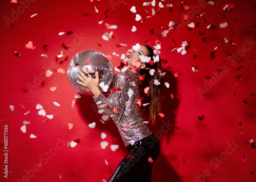 Woman with disco ball 