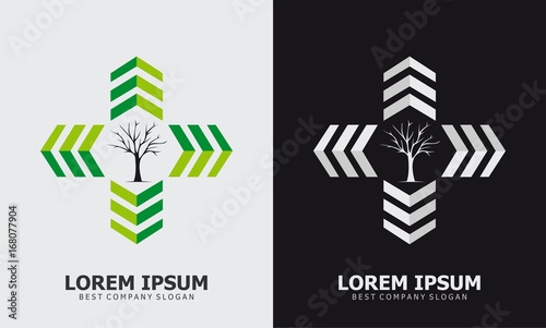 abstract cross tree logo medical symbol design