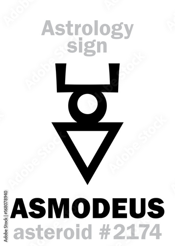 Astrology Alphabet: ASMODEUS (Hashmedai), asteroid #2174. Hieroglyphics character sign (single symbol).