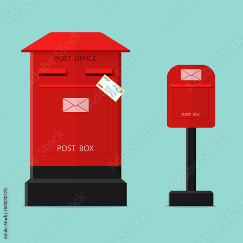 red post box flat vector
