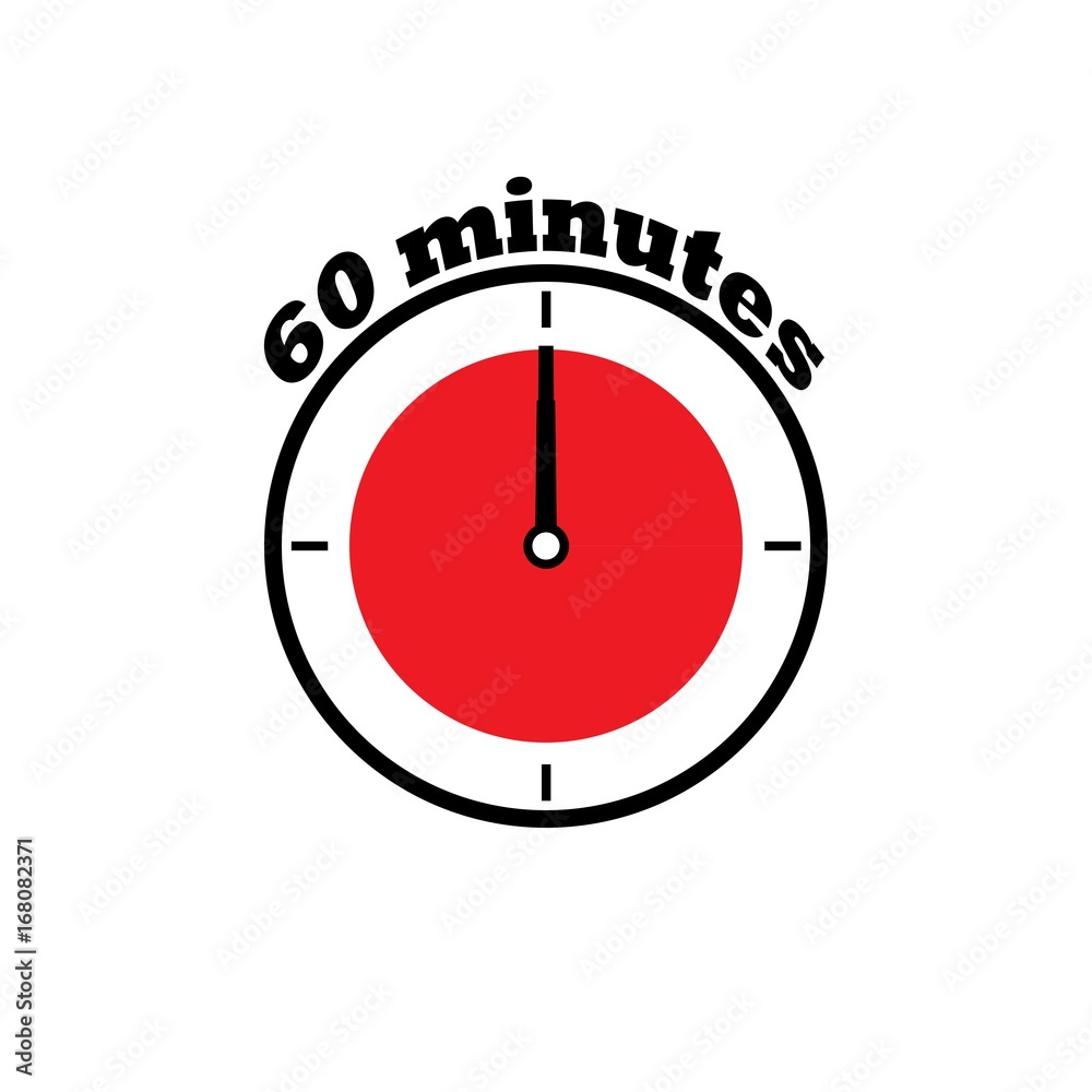 60 minutes clock dial, simple, flat with red zone 60 minutes clock dial, simple, flat with red zone