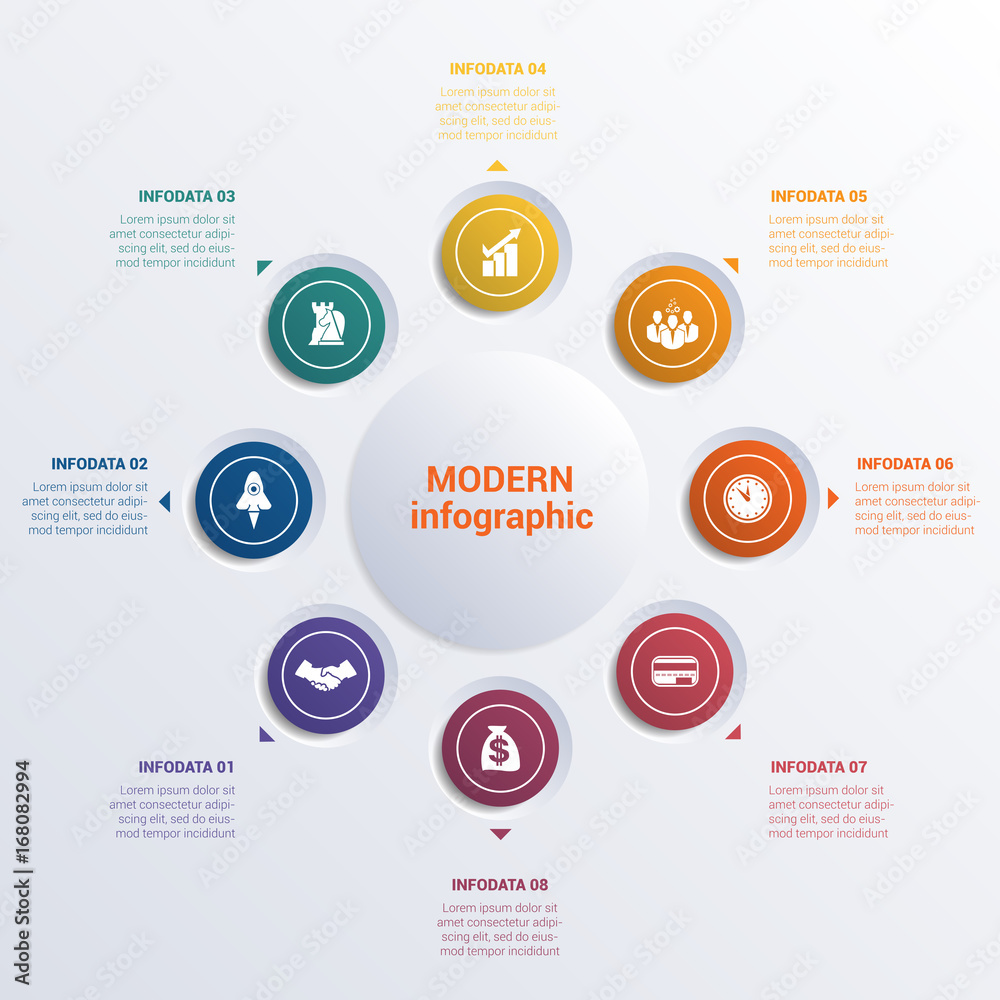 Infographic template eight option circles banner Infographic template eight option circles banner