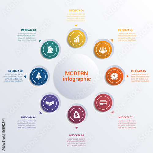 Infographic template eight option circles banner