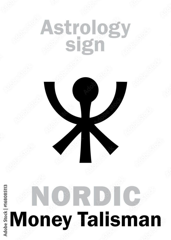 Astrology Alphabet: Nordic TALISMAN of money. Hieroglyphics character sign (single symbol).