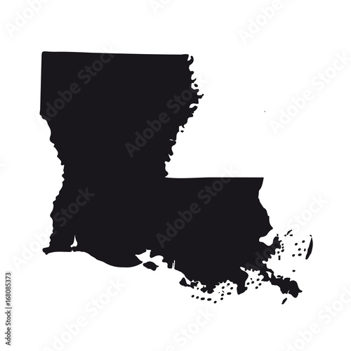 Fényképezés Map of the U.S. state of Louisiana on a white background