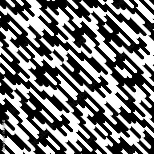 Diagonal stripe pattern. Vector monochrome seamless texture, diagonal rounded lines