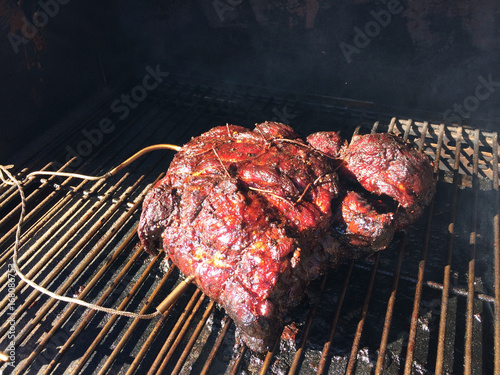 Canvas Print Meat (Pork Beef Brisket) on Memphis Woodfired Pellet Grill