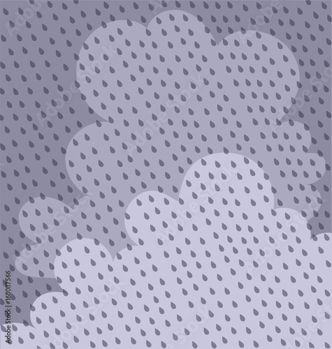 Vector background of a beautiful gloomy sky with clouds and rain