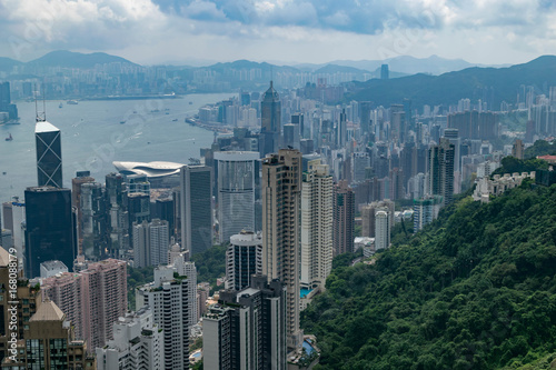 Buildings cityscape from Victoria peak, Hong Kong, in August 2017