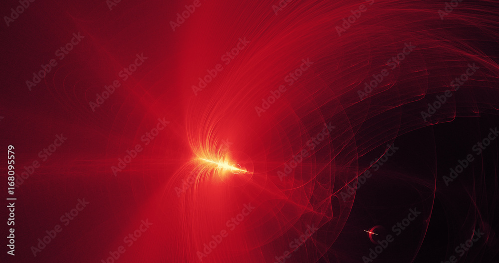 Red And Yellow Abstract Lines Curves Particles Background