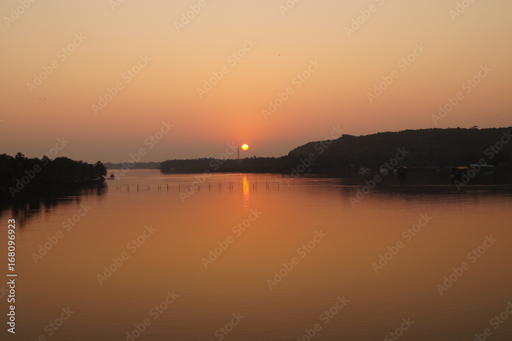 Sunset on the Chapora river, Goa, India