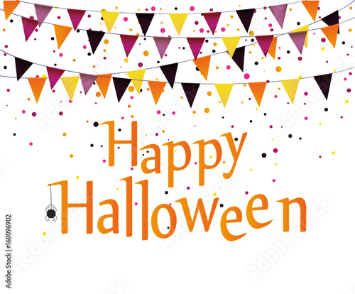 Halloween Carnival with flags Garlands. Vector. The concept of an invitation to a party in traditional colors.