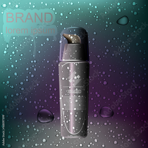 Cosmetic ads template, Realistic Cosmetic bottle. 3d illustration