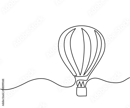 Hot air balloon sign. Continuous line drawing icon. Vector illustration