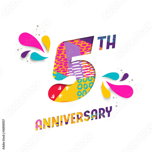 Happy 5 year anniversary paper cut greeting card