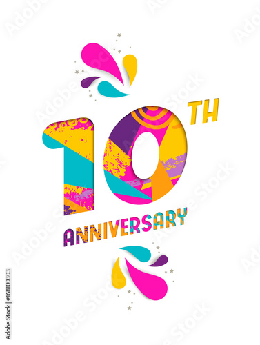 Happy 10 year anniversary paper cut greeting card