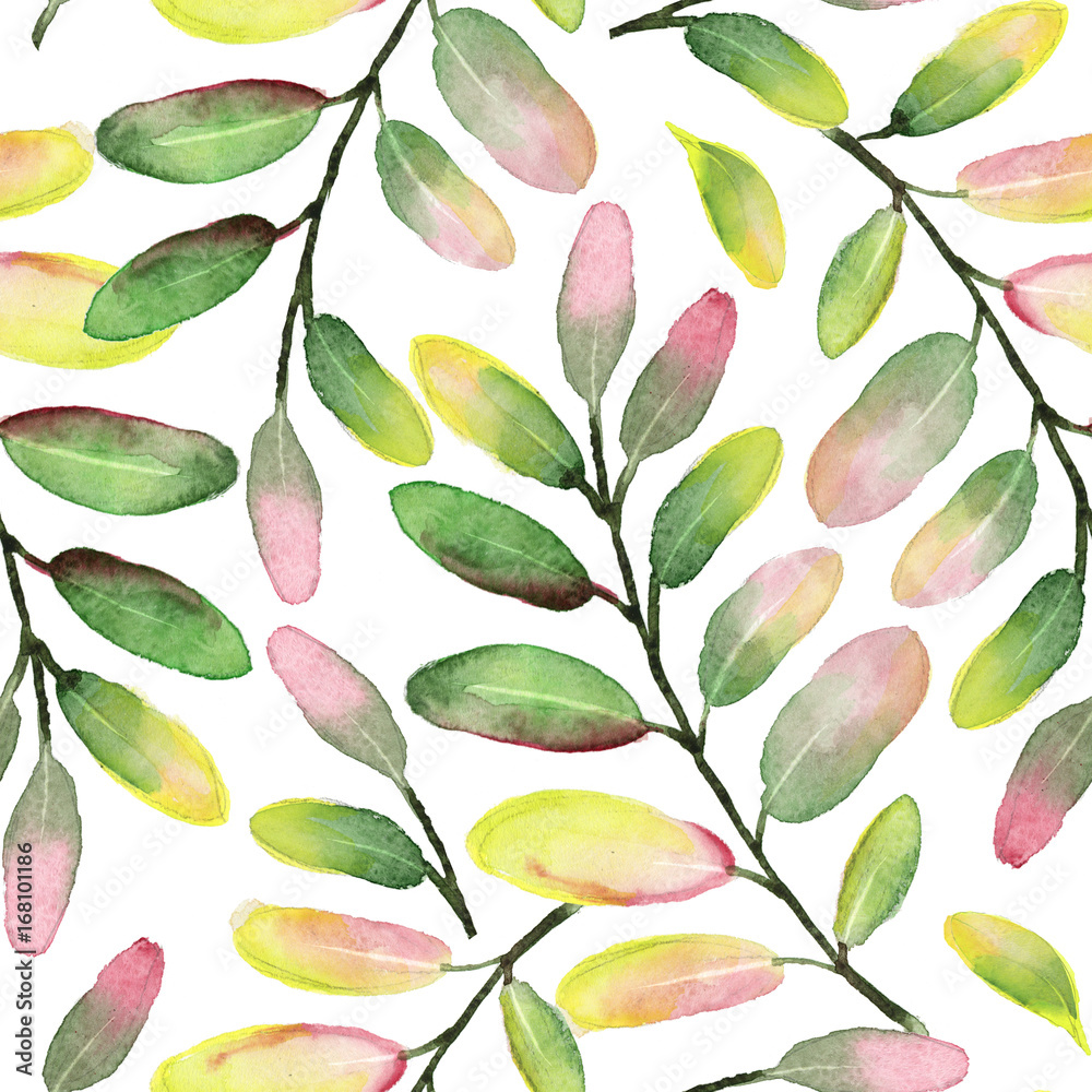 Seamless pattern of watercolor autumn leaves. Seamless pattern of watercolor autumn leaves.