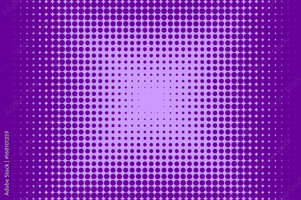 Fototapeta premium Halftone pattern. Comic background. Dotted retro backdrop with circles, dots. Vector illustration. Purple