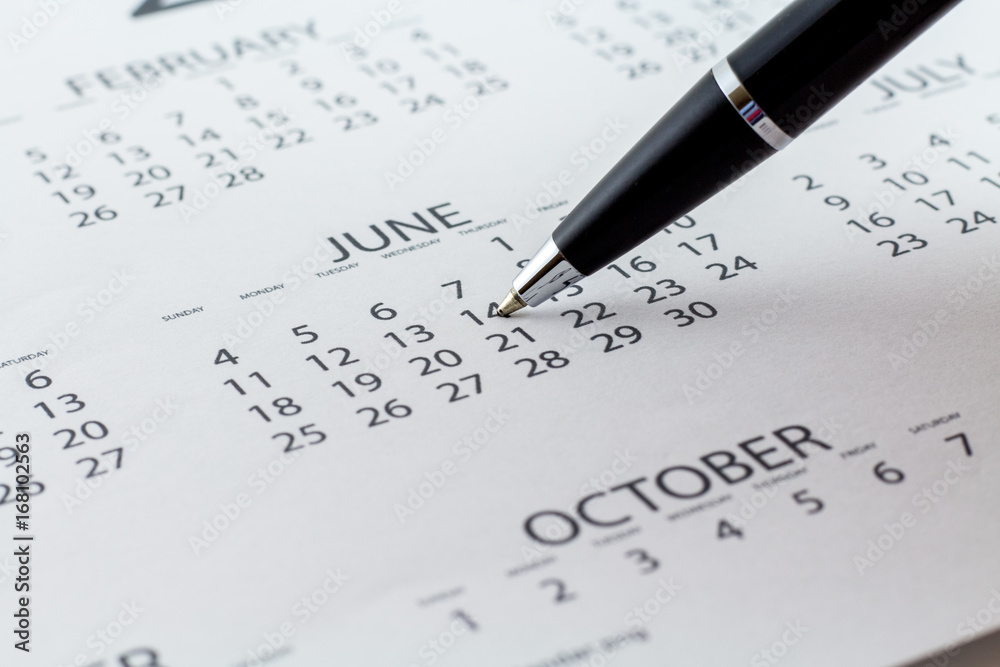 Calendar Date Planner with Black Pen Calendar Date Planner with Black Pen