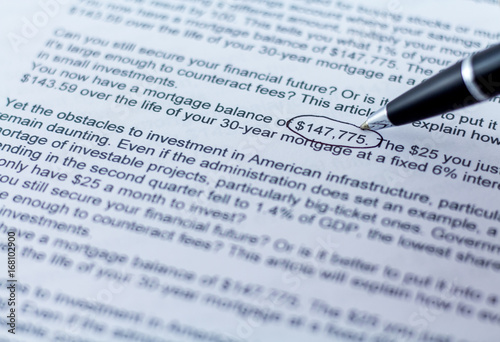 Reading text document about finance