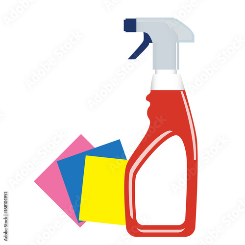 Window cleaner detergent in plastic bottle with spray. Vector