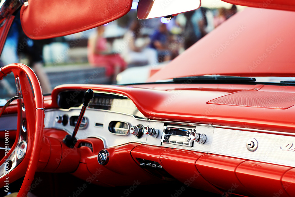 Naklejka premium Front red panel of old retro car