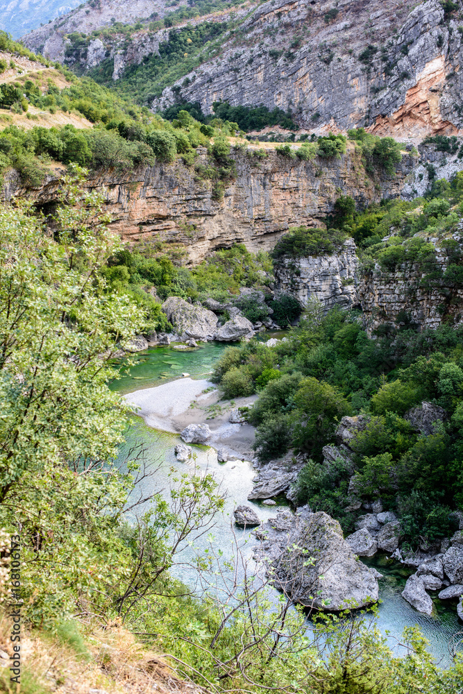 River bed. River canyon with rocks in Montenegro. River bed. River canyon with rocks in Montenegro.