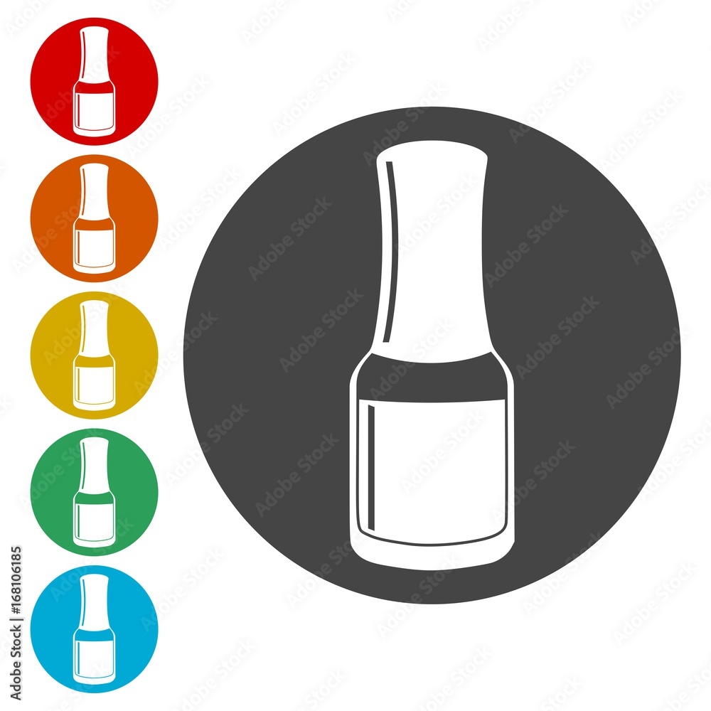 Vector nail polish icons set - Illustration