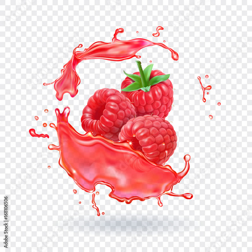 Raspberry juice Fresh ftuit splash Vector illustration