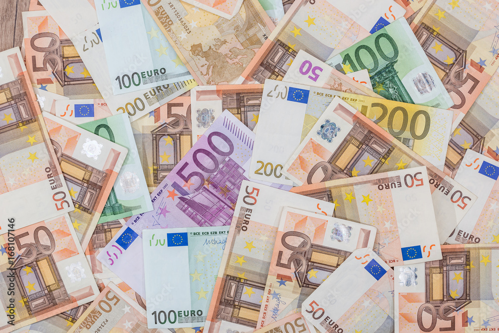 Many euro banknotes as background close up shot Many euro banknotes as background close up shot