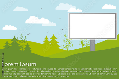 Advertising banner in nature with space for text