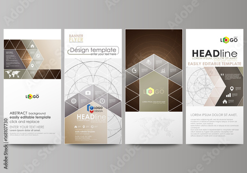 Flyers set, modern banners. Business templates. Cover design template, easy editable abstract vector layouts. Alchemical theme. Fractal art background. Sacred geometry. Mysterious relaxation pattern.