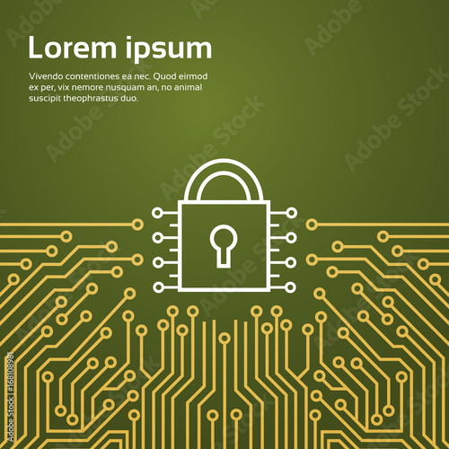 Wallpaper Mural Lock Network Data Protection System Concept Banner Vector Illustration Torontodigital.ca