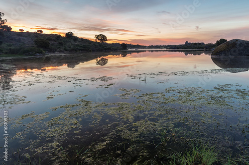 Sunrise in the Natural Area of Barruecos. Extremadura. Spain.