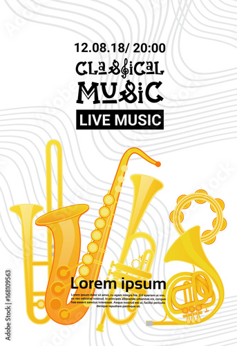 Jazz Festival Live Music Concert Poster Advertisement Retro Banner Vector Illustration