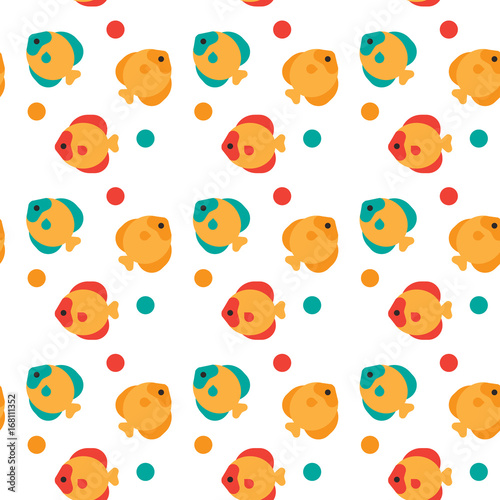 Colorful Fish Seamless Pattern Abstract Ornament Flat Vector Illustration