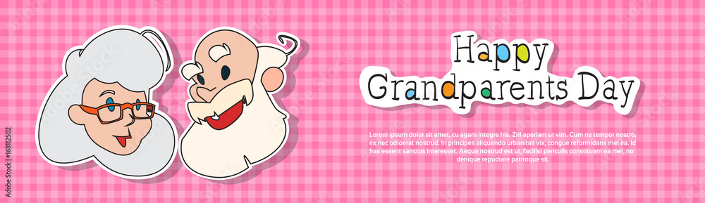 Happy Grandparents Day Greeting Card Colorful Banner Pop Art Style Vector Illustration Happy Grandparents Day Greeting Card Colorful Banner Pop Art Style Vector Illustration
