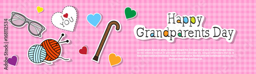 Happy Grandparents Day Greeting Card Colorful Banner Pop Art Style Vector Illustration