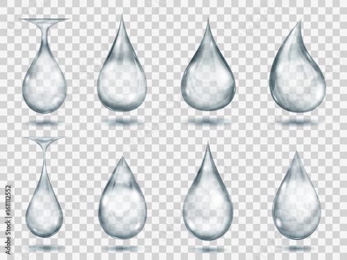Transparent gray drops. Transparency only in vector format photo