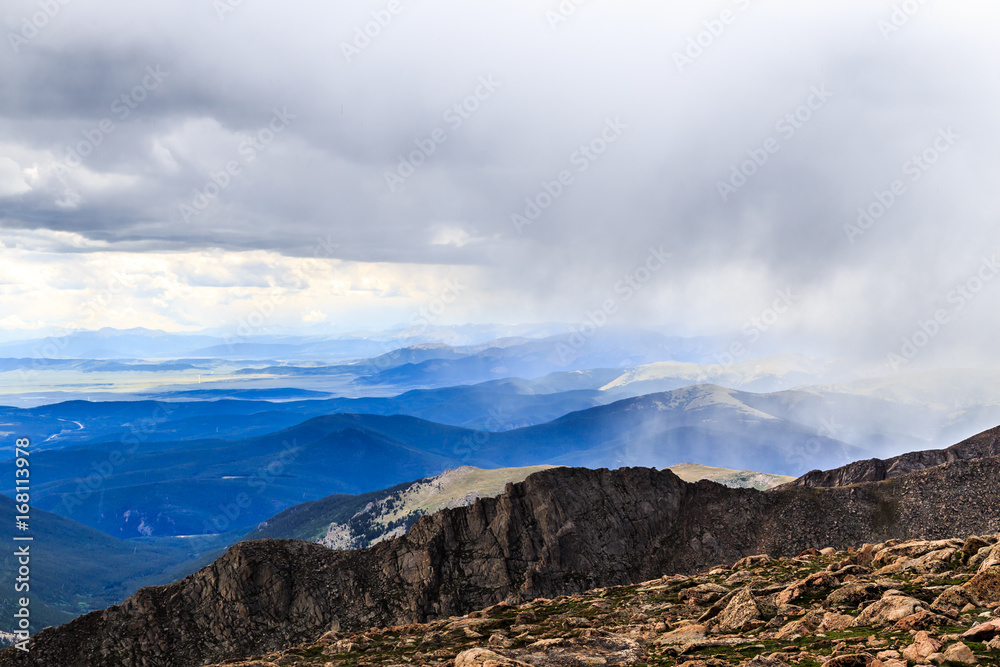 Rain clouds closing in on the road to Mt. Evans in Colorado.