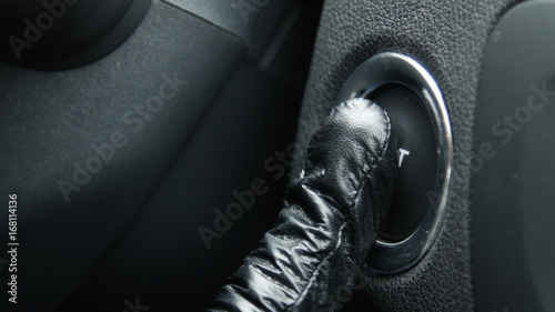 Close up of engine start and stop button of a car.