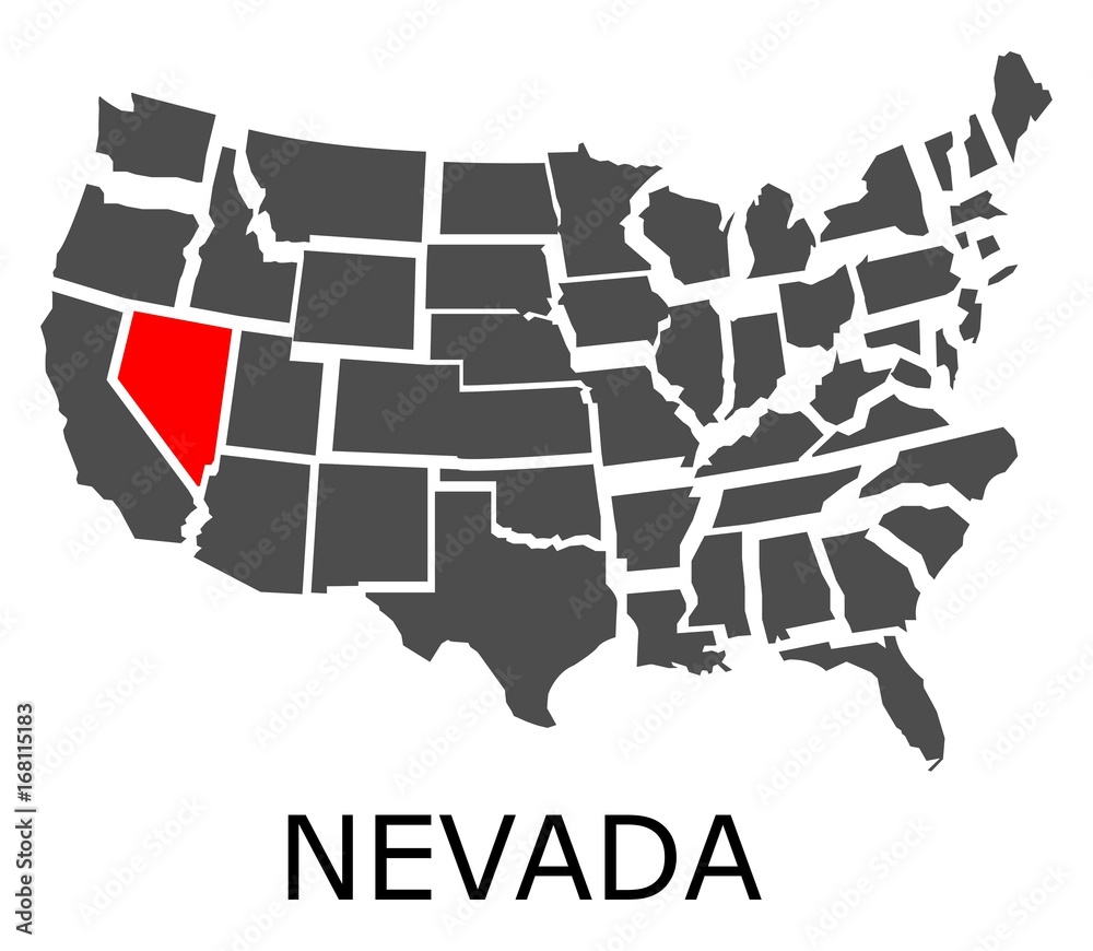 map of USA with Nevada state marked red Vector | Adobe Stock