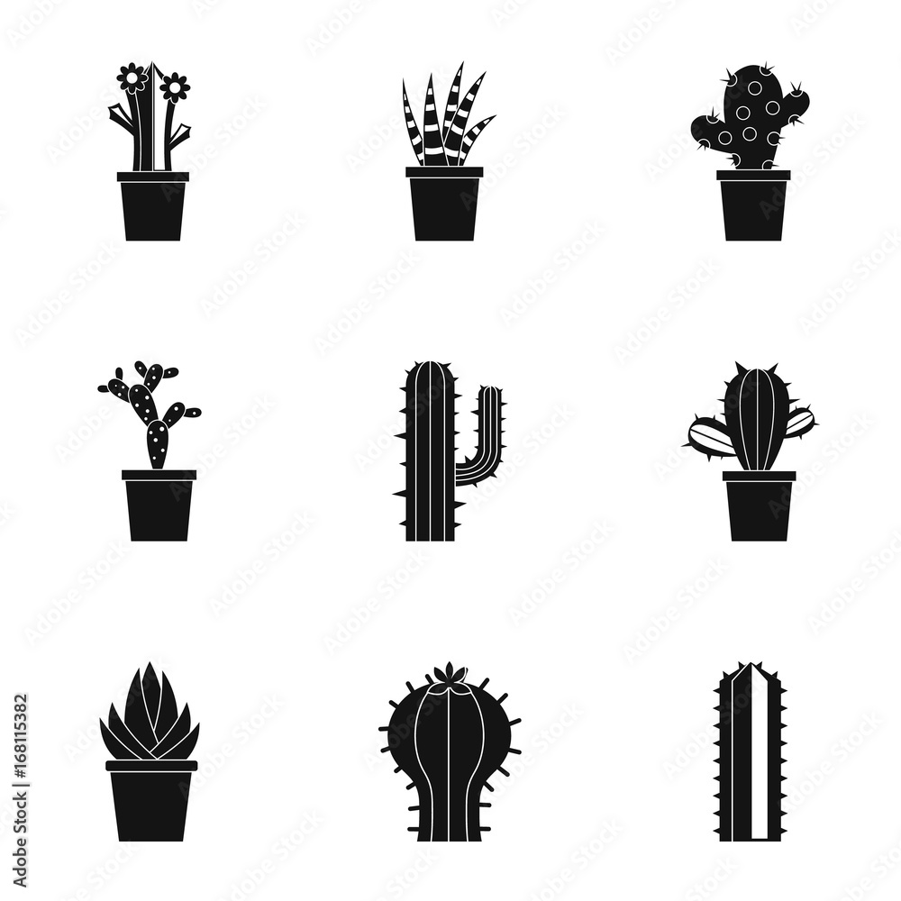 Fototapeta Cactus plant icon set, simple style