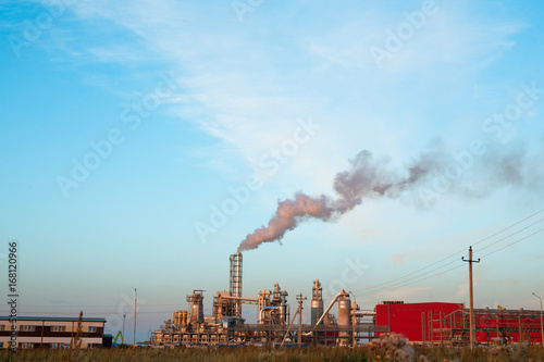 Exhaust from the plant to the atmosphere of the sky with a production plant
