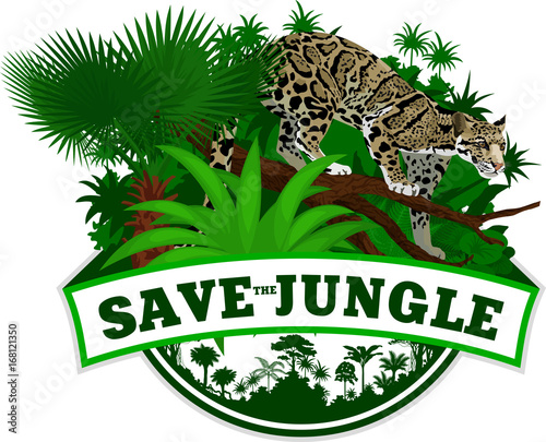 Vector Jungle Emblem with clouded leopard
