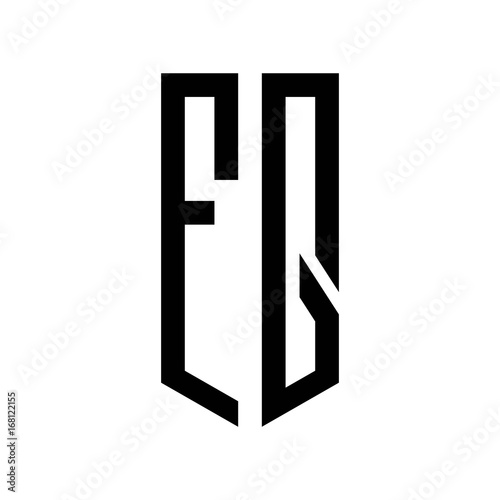 initial letters logo fq black monogram pentagon shield shape